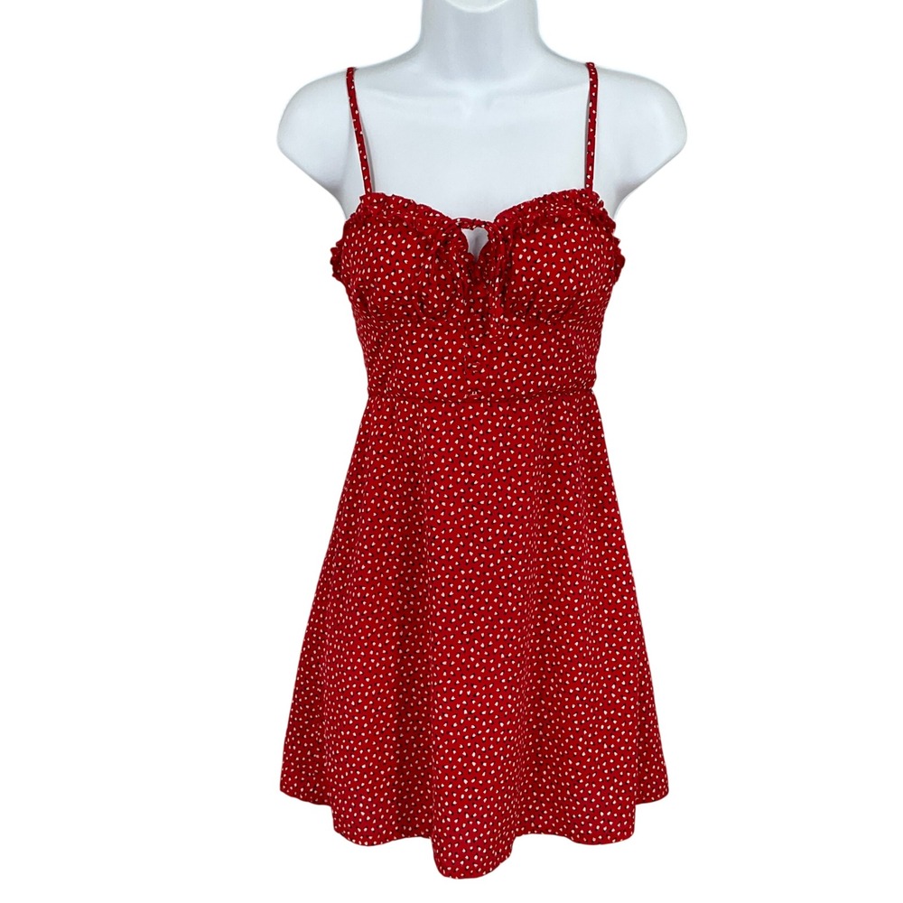 Princess Polly Mini Dress Sz‎ 4 Red Love Smocked Coquette Romantic Soft Girl